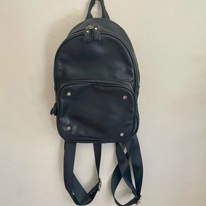 Black leather mini backpack